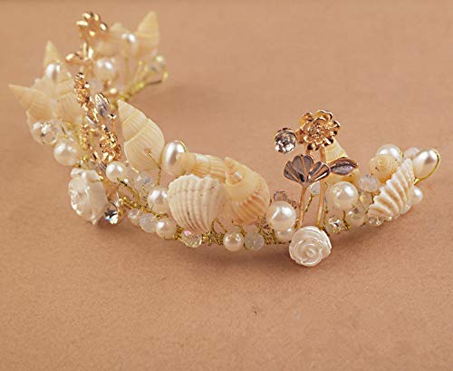 AYRSJCL Shell de la Perla Hecha a Mano de Las Estrellas de mar de la Concha de la aleación Corona Star Fish Tocado Accesorios de Estudio
