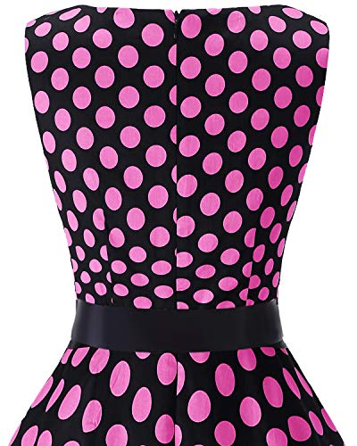 Bbonlinedress 50s Vestidos Vintage Retro Rockabilly Clásico Black Pink Big Dot 2XL