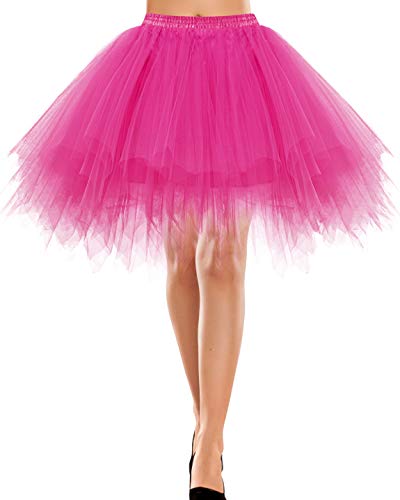 Bbonlinedress Faldas con Vuelo Tul Mujer Enaguas Cortas Mini Ballet Danza Fiesta Fuschia S