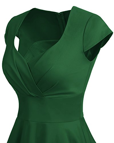 Bbonlinedress Vestido Corto Mujer Retro Años 50 Vintage Escote En Pico Green XL