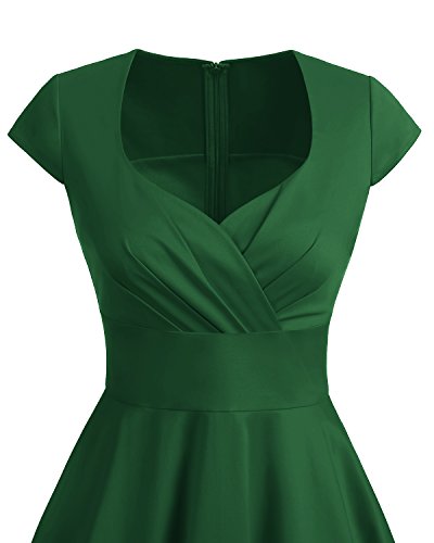 Bbonlinedress Vestido Corto Mujer Retro Años 50 Vintage Escote En Pico Green XL
