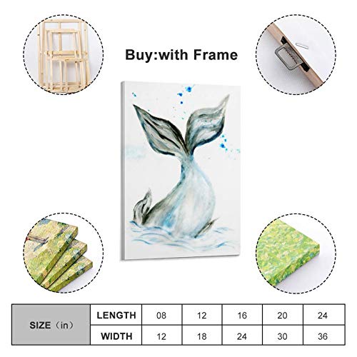 beiyin Póster de cola de ballena dibujado a mano, lienzo decorativo para pared, sala de estar, dormitorio, 45 x 30 cm
