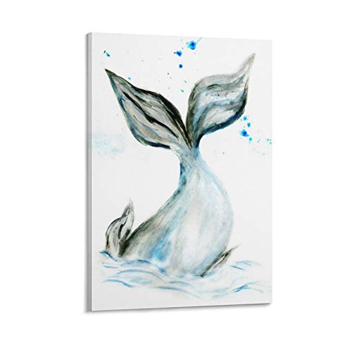 beiyin Póster de cola de ballena dibujado a mano, lienzo decorativo para pared, sala de estar, dormitorio, 45 x 30 cm