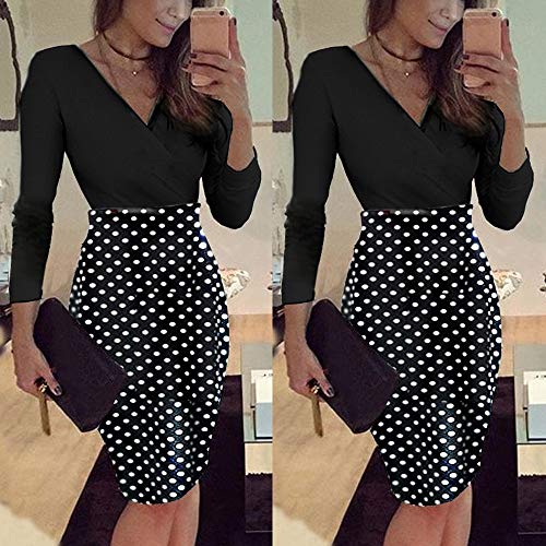 Beladla Vestido Invierno Mujer Manga Larga Punto De Onda ImpresióN Cuello En V Vestido De Fiesta Largo Sexy De Mujeres Boho Vestido De Playa Vestido De Fiesta Largos De Noche Elegantes