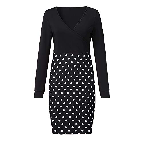 Beladla Vestido Invierno Mujer Manga Larga Punto De Onda ImpresióN Cuello En V Vestido De Fiesta Largo Sexy De Mujeres Boho Vestido De Playa Vestido De Fiesta Largos De Noche Elegantes