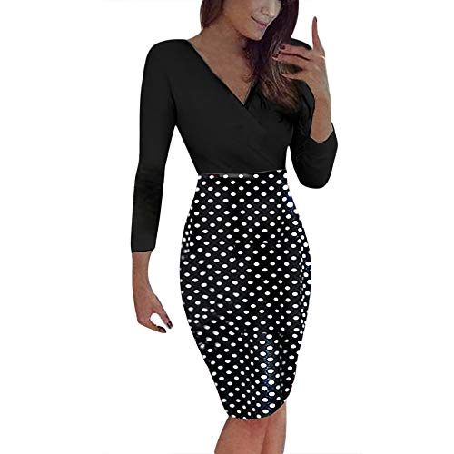 Beladla Vestido Invierno Mujer Manga Larga Punto De Onda ImpresióN Cuello En V Vestido De Fiesta Largo Sexy De Mujeres Boho Vestido De Playa Vestido De Fiesta Largos De Noche Elegantes