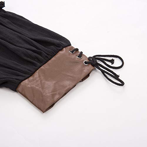 Belle Poque Mujer Top Medieval de Cintura Plisada con Cordones Ajustables para Cóctel L Negro