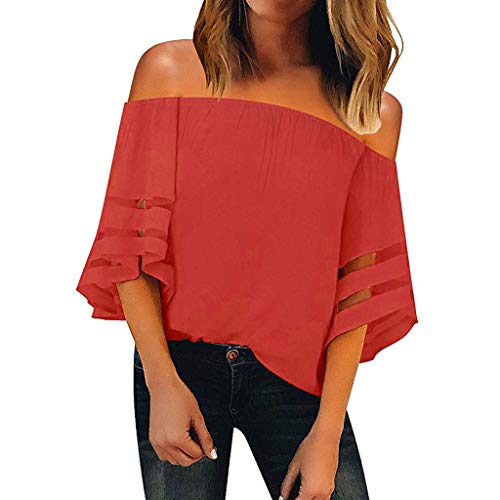 Berimaterry Camisa de Manga Corta de Botón de Mujer,Tallas Grandes Camisetas Mujer Manga Corta Camisas Mujer Verano Elegantes Estampado de Moda Casual para Mujer Fiesta Playa 2019 Mujer Elegante
