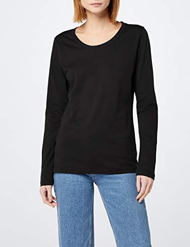 Berydale Camiseta de manga larga de mujer con cuello redondo, pack de 3, Negro, S