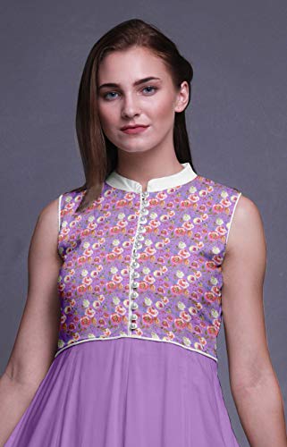 Bimba Amatista Acuarela Kurti Largo Indio para Mujer Vestido de Fiesta sin Mangas con Vestido Anarkali Kurti Small
