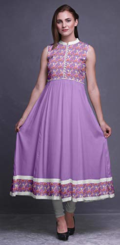 Bimba Amatista Acuarela Kurti Largo Indio para Mujer Vestido de Fiesta sin Mangas con Vestido Anarkali Kurti Small