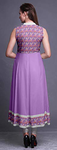 Bimba Amatista Acuarela Kurti Largo Indio para Mujer Vestido de Fiesta sin Mangas con Vestido Anarkali Kurti Small