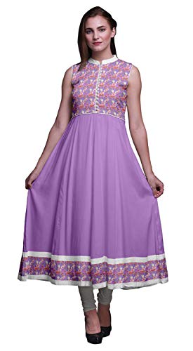 Bimba Amatista Acuarela Kurti Largo Indio para Mujer Vestido de Fiesta sin Mangas con Vestido Anarkali Kurti Small
