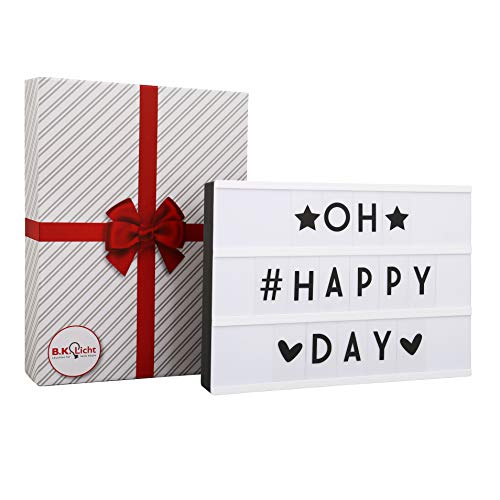B.K.Licht Cinematic Light box A4, Caja de luz con 90 letras incl. USB, cinematográfica, Lightbox como Decoracion boda, Regalo original para cumpleaños, Decoración, IP20, 4,5 W