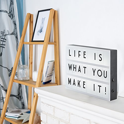 B.K.Licht Cinematic Light box A4, Caja de luz con 90 letras incl. USB, cinematográfica, Lightbox como Decoracion boda, Regalo original para cumpleaños, Decoración, IP20, 4,5 W