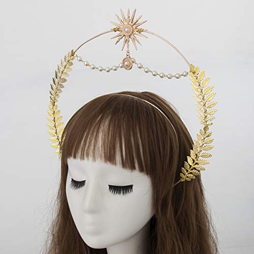 BLESSUME Halo Corona María Diosa Diadema Mujeres Halloween Disfraz Diosa Tocado (Estilo #1)