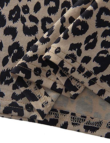 Blooming Jelly Camiseta de Mujer Blusas de Manga Estampado de Leopardo Corta Cuello Redondo Basica Camisa Verano Tops