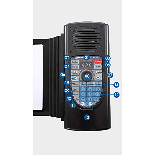 Bluetooth Plegable 88 Teclas Flexible Silicio Suave Eléctrico Teclado enrollable digital Piano con salida MIDI USB Grabación Programación Reproducción Tutorial Mantener funciones de vibrato Altavoz in