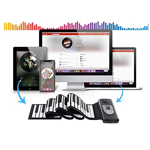 Bluetooth Plegable 88 Teclas Flexible Silicio Suave Eléctrico Teclado enrollable digital Piano con salida MIDI USB Grabación Programación Reproducción Tutorial Mantener funciones de vibrato Altavoz in