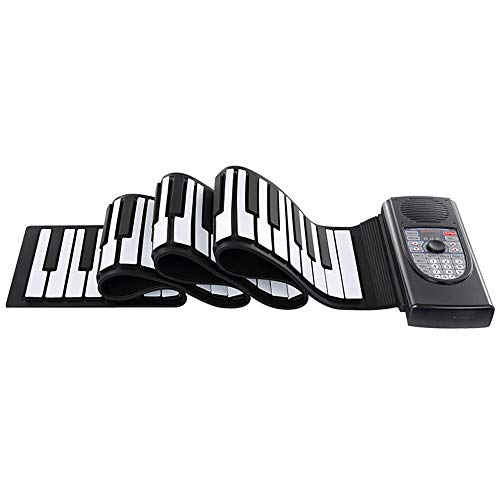Bluetooth Plegable 88 Teclas Flexible Silicio Suave Eléctrico Teclado enrollable digital Piano con salida MIDI USB Grabación Programación Reproducción Tutorial Mantener funciones de vibrato Altavoz in