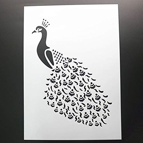 BLUGUL 9pcs A4 Plantillas de Dibujo, para Manualidades Decoración Pared Mueble Ventana Aerógrafo, Unicornio Fénix Tigre Pavo Real Lobo Pájaro Pez Tropical Panda