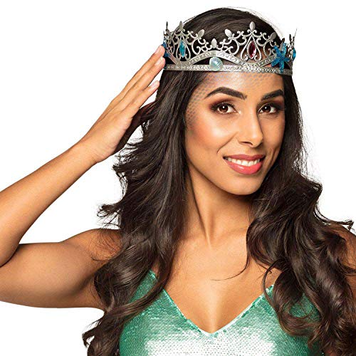 Boland 64556 – Corona de sirena, plata, para adultos, reina del mar, Nixe, tocado, carnaval, fiesta temática, Halloween