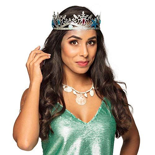 Boland 64556 – Corona de sirena, plata, para adultos, reina del mar, Nixe, tocado, carnaval, fiesta temática, Halloween
