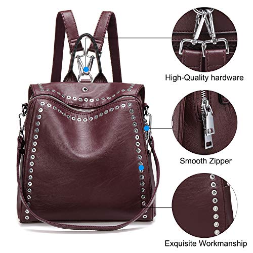 Bolsos Mochila Mujer Antirrobo Bolso de Hombro, JOSEKO Mochila de Piel Cuero Casual Mochilas Vestir Impermeable Bolsa Bandolera con Práctico Toma De Auriculares para Compras Viaje Gran Capacidad