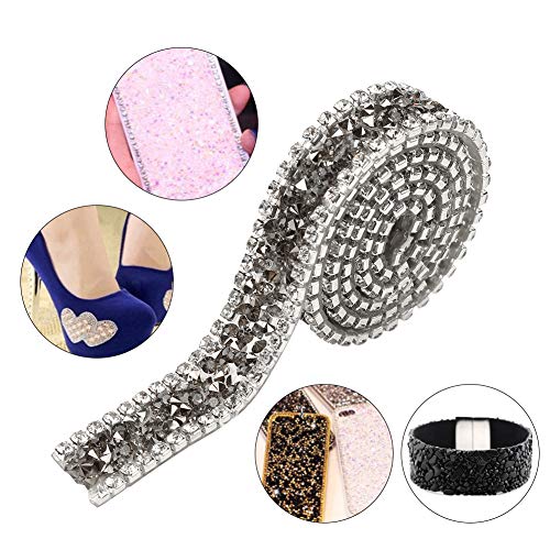 Borde de la cinta de diamantes de imitación, 1 yarda 15 mm Rollo de malla de diamante Rollo Sparkle Decoración de la cinta de diamantes de imitación de cristal para la ropa Vestido Cinturón(gris)