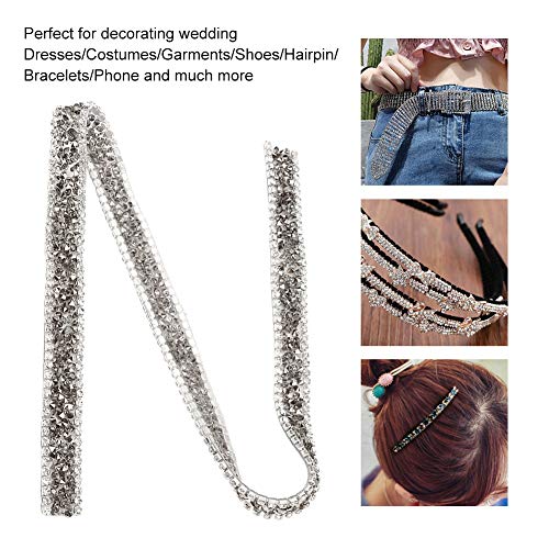 Borde de la cinta de diamantes de imitación, 1 yarda 15 mm Rollo de malla de diamante Rollo Sparkle Decoración de la cinta de diamantes de imitación de cristal para la ropa Vestido Cinturón(gris)