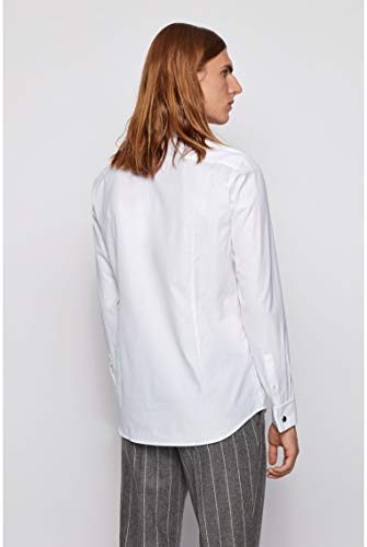 BOSS Camisa de algodón para hombre Jaiden Slim Fit con puños de vuelta. Blanco 47