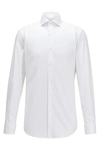 BOSS Camisa de algodón para hombre Jaiden Slim Fit con puños de vuelta. Blanco 47