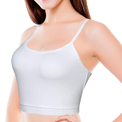 BQTQ 2 Piezas Camisetas sin Mangas de Cultivo para Mujeres Camisolas Básicas Sujetador Deportivo de Racerback para Señoritas Deportes Yoga Dormir (Negro, Blanco, M)