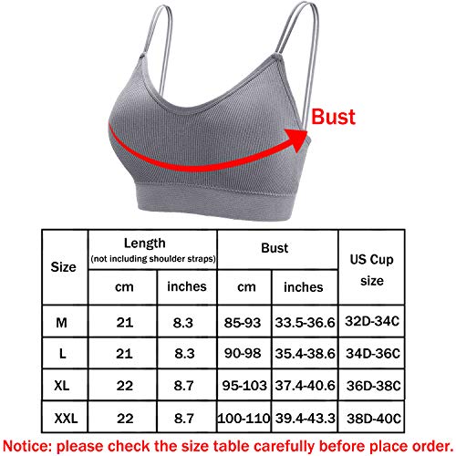BQTQ 5 Piezas Sujetador de Camisola con Tirantes Bralette Sin Aros para Mujer, 5 Colores (Negro, Blanco, Gris, Rosa, Verde, L)