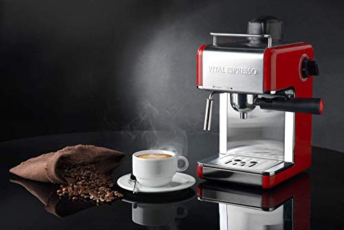 Cafetera Italiana Espresso de 4 Tazas con emulsionador de leche, Vital Espresso