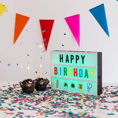 Caja de Luz A4 16 Colores con 300 Letras y Emojis, Mando, 2 Rotuladores – BONNYCO |Ñ y Ç | Cartel Luminoso LED, Ideal para Decoración y Regalo Original para Niñas, Niños en Cumpleaños, Navidad