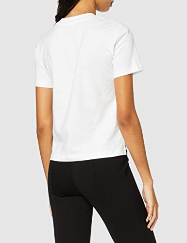 Calvin Klein CK Round Logo Straight tee Camiseta, Blanco (Bright White Yaf), S para Mujer