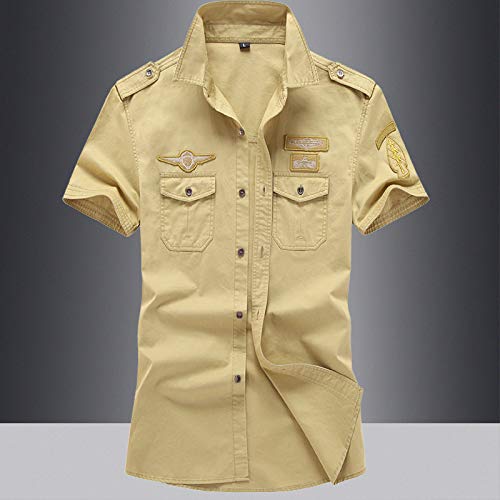 Camisa de los hombres de verano militar de algodón puro militar de manga corta de los hombres