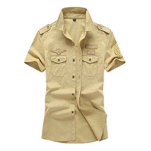 Camisa de los hombres de verano militar de algodón puro militar de manga corta de los hombres