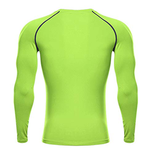 Camiseta De Compresiòn Camiseta Térmica Interior Hombre Manga Larga para Running Fitness Entrenamiento Verde 3XL