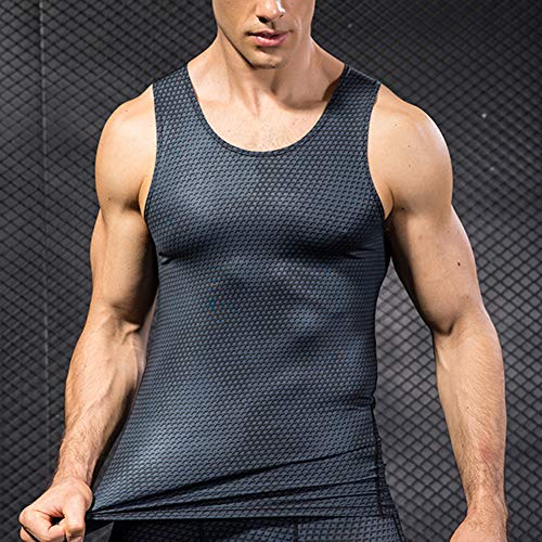 Camiseta De Compresión Sin Mangas para Hombre Baselayer Secado Rápido Tirantes Tops Negro M