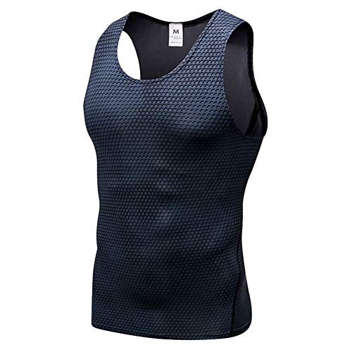 Camiseta De Compresión Sin Mangas para Hombre Baselayer Secado Rápido Tirantes Tops Negro M