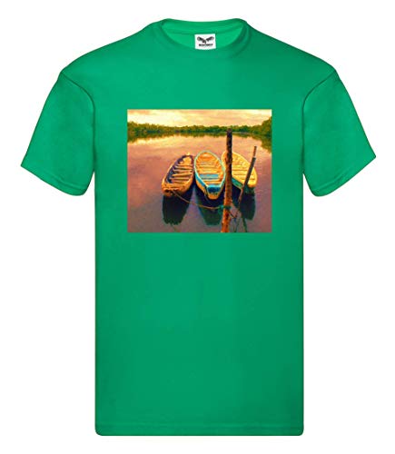Camiseta de manga corta para hombre y hombre, diseño de barco Kelly Green XXXXL