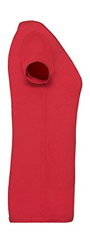 Camiseta de Manga Corta para Mujer con Cuello en V, diseño de Barco Rojo M