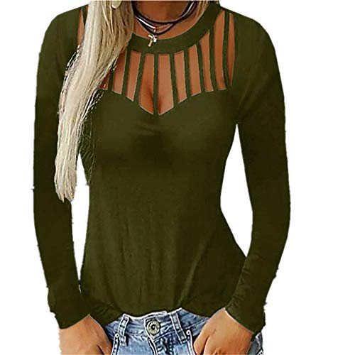Camiseta De Manga Larga Hueca Sexy Top Mujer