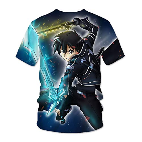 Camiseta De Sword Art Online Kazuto Kirigaya Kirito Camiseta Estampada En 3D Con Estampado De Anime Unisex Manga Corta De Cosplay Del Cuello Barco Tops Sudaderas, Casual Diario / Fiesta(Size:3X-Large)