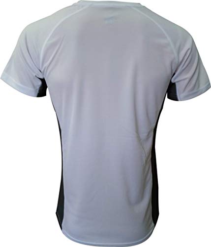 Camiseta Deportiva Manga Corta EKEKO Marathon, Camiseta Hombre Fabricada en Poliester microperforado, Running, Fitness y Deportes en General. (M, Blanca)