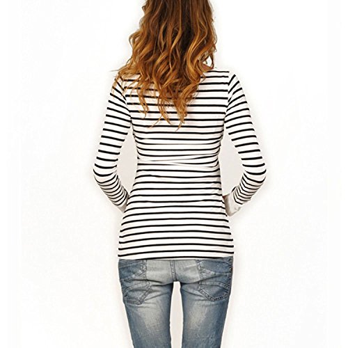 Camisetas Mamá Mujer Ropa Premamá Lactancia Maternidad De Doble Embarazada Capa Rayas Manga Larga Primavera Otoño