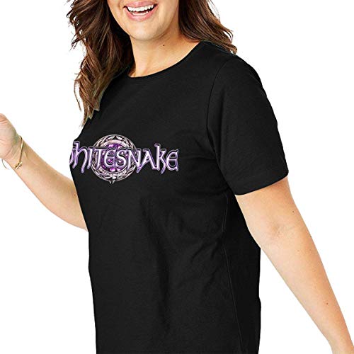 Camisetas y Tops Polos y Camisas, Whitesnake Logo Camiseta para Mujer Big & Tall Plus Size Camisetas de Manga Corta Negro