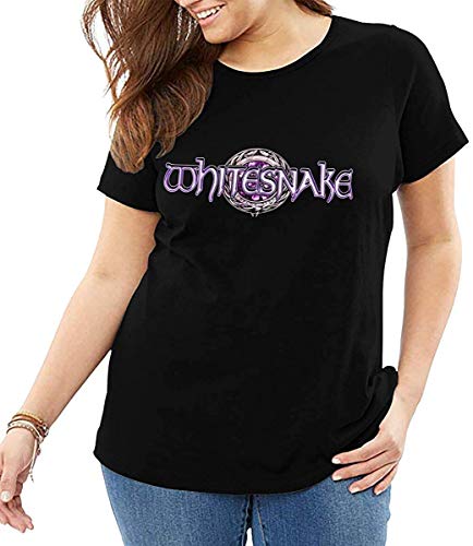 Camisetas y Tops Polos y Camisas, Whitesnake Logo Camiseta para Mujer Big & Tall Plus Size Camisetas de Manga Corta Negro